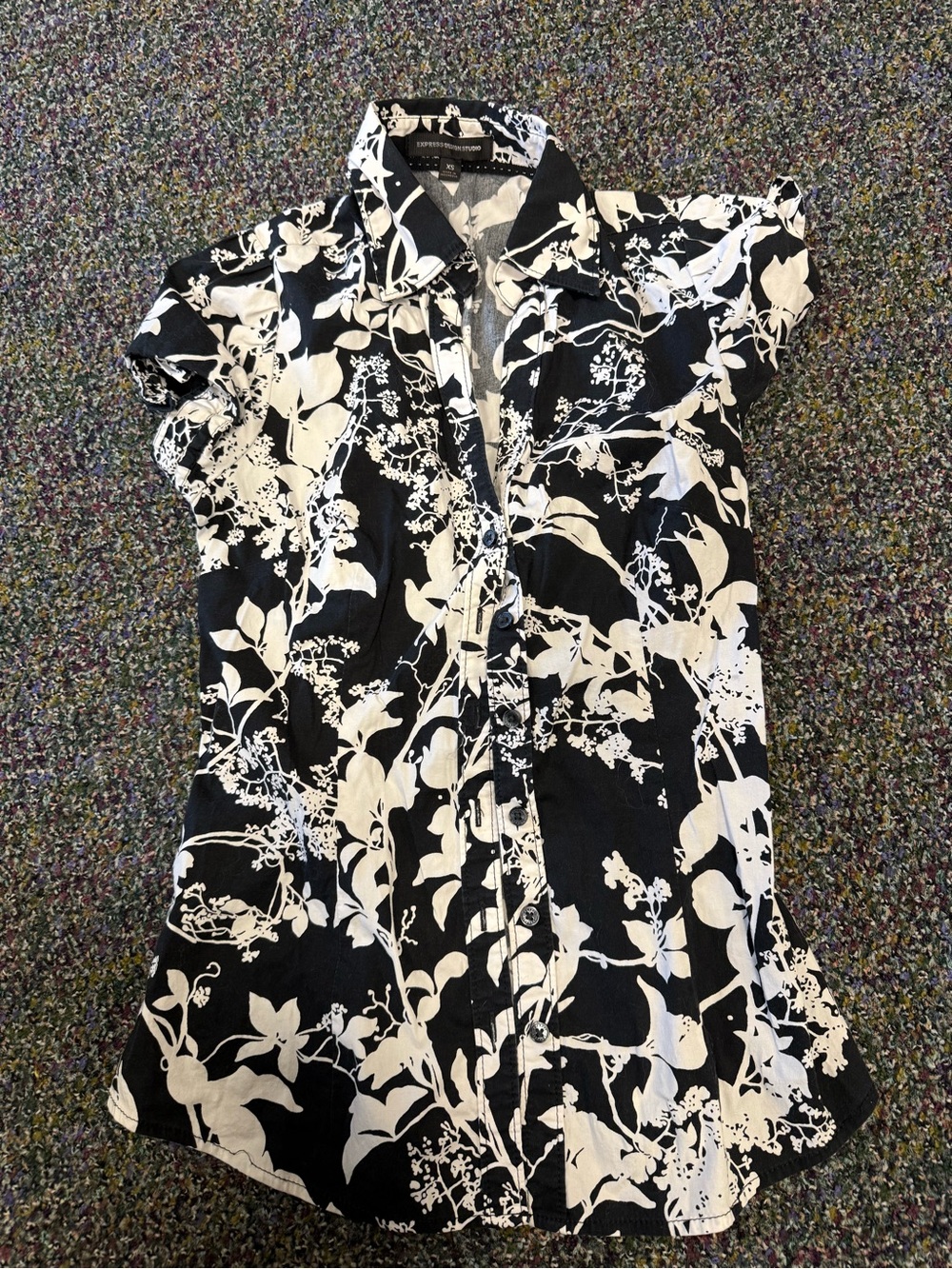 Express Black and White Floral Blouse